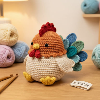 Stitchiko Rooster Amigurumi Pattern – Cute Crochet Rooster PDF (Instant Download)
