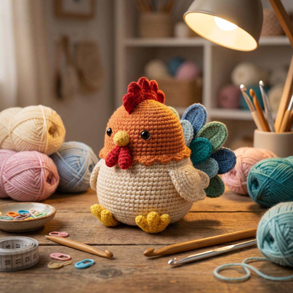 Stitchiko Rooster Amigurumi Pattern – Cute Crochet Rooster PDF (Instant Download)